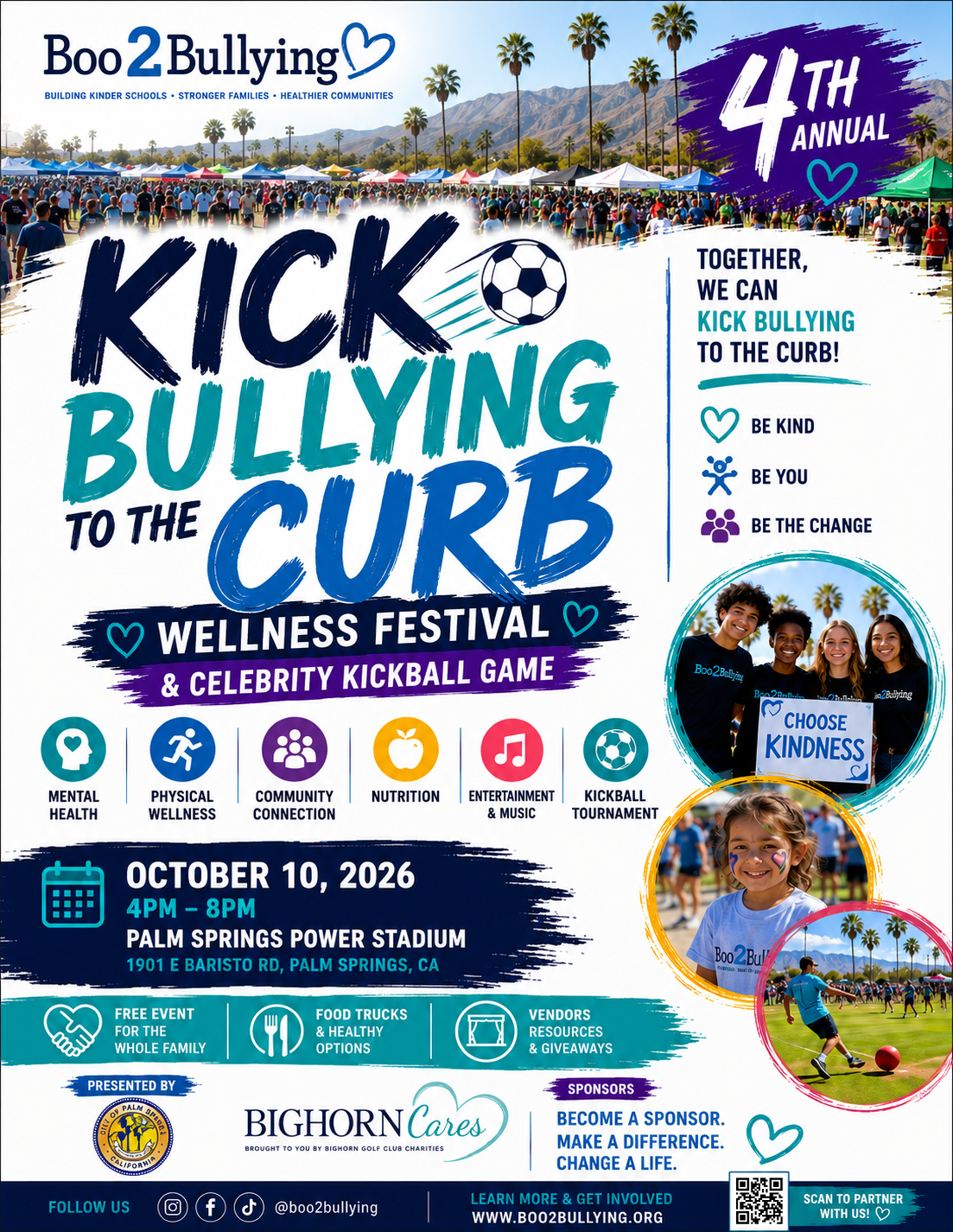 4th Annual Kick Bullying to the Curb Wellness Festival & Celebrity Kickball Game — October 10, 2026, Palm Springs Power Stadium